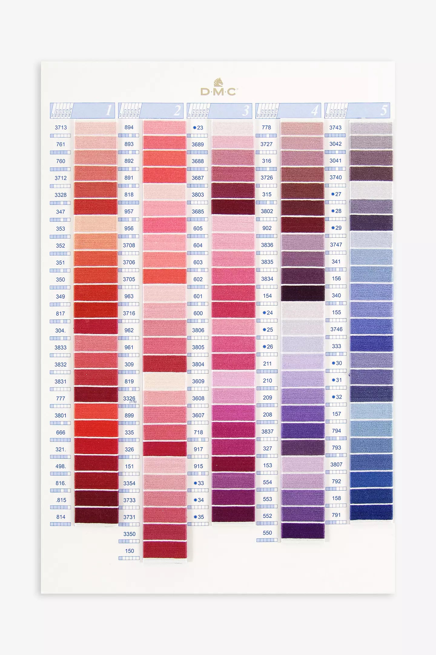 DMC Color Card with Real Thread Swatches
