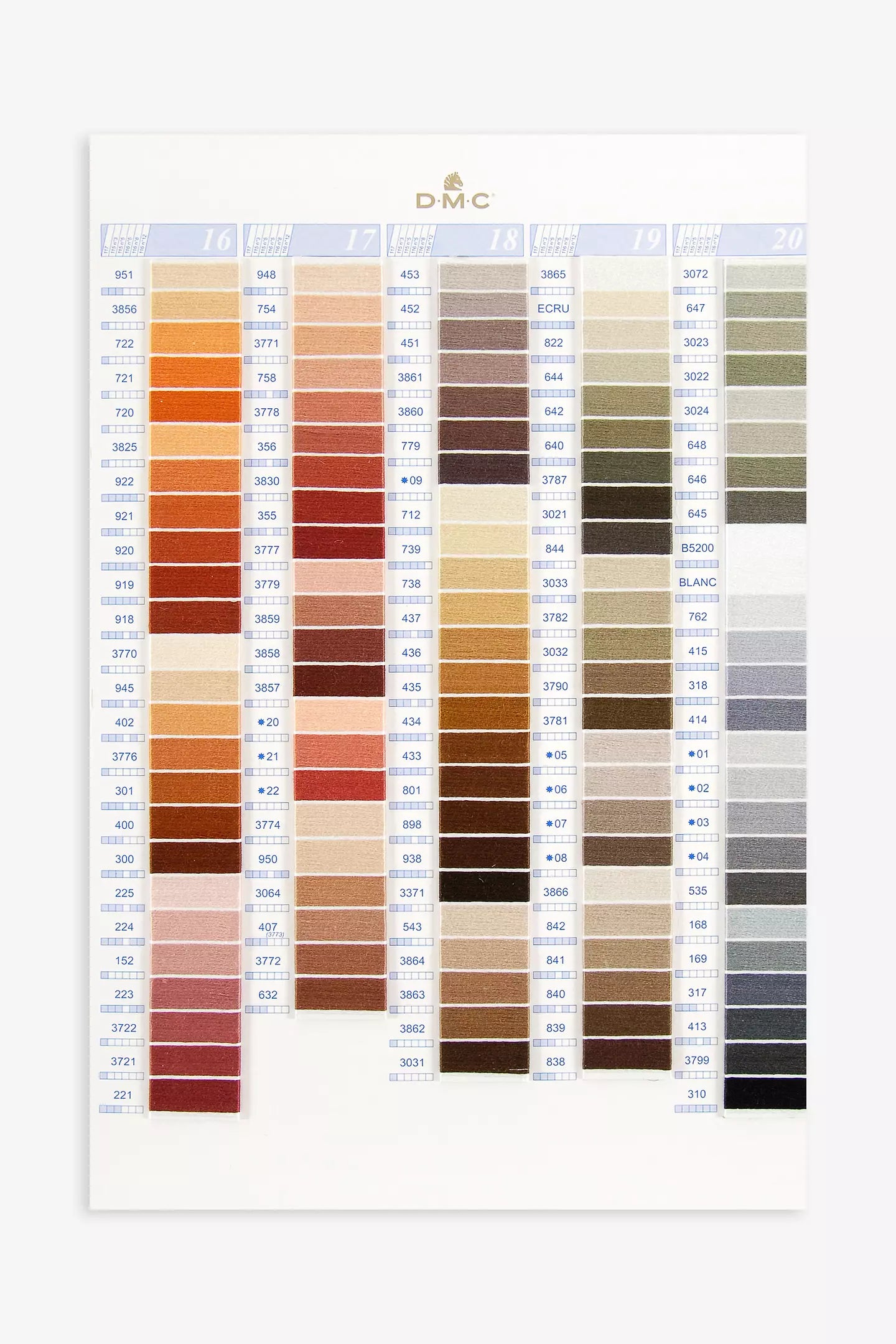 DMC Color Card with Real Thread Swatches