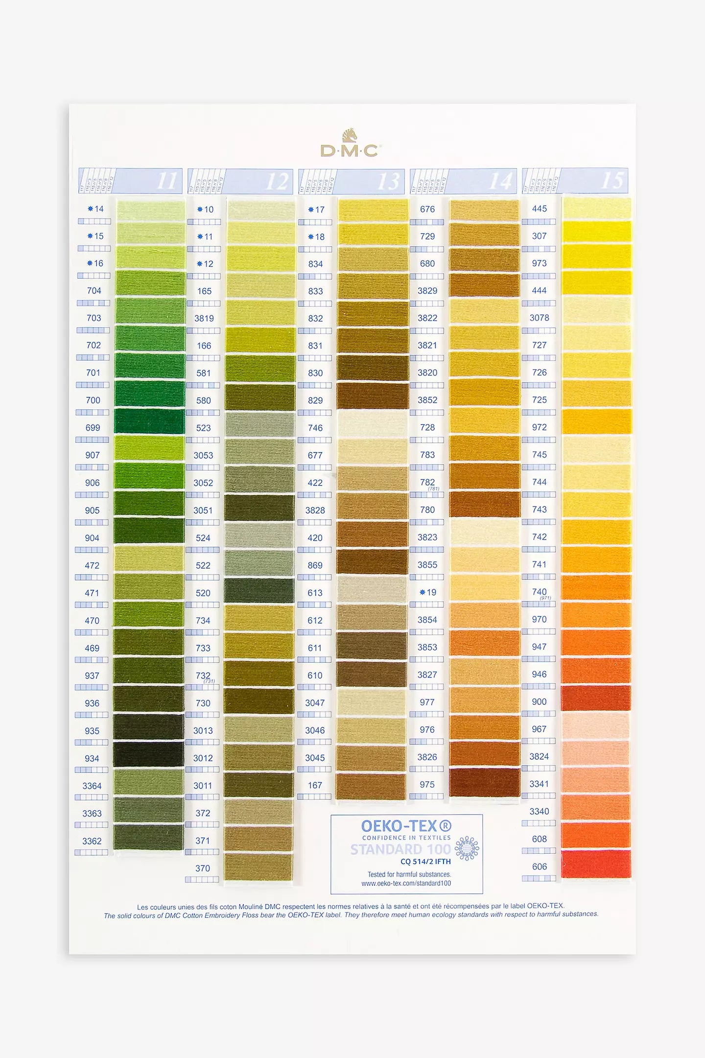 DMC Color Card with Real Thread Swatches