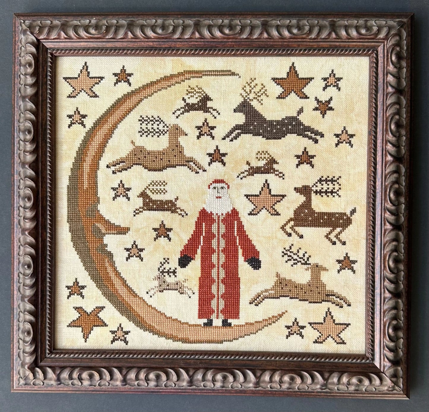 Deer Santa Cross Stitch Pattern Kathy Barrick PHYSICAL copy