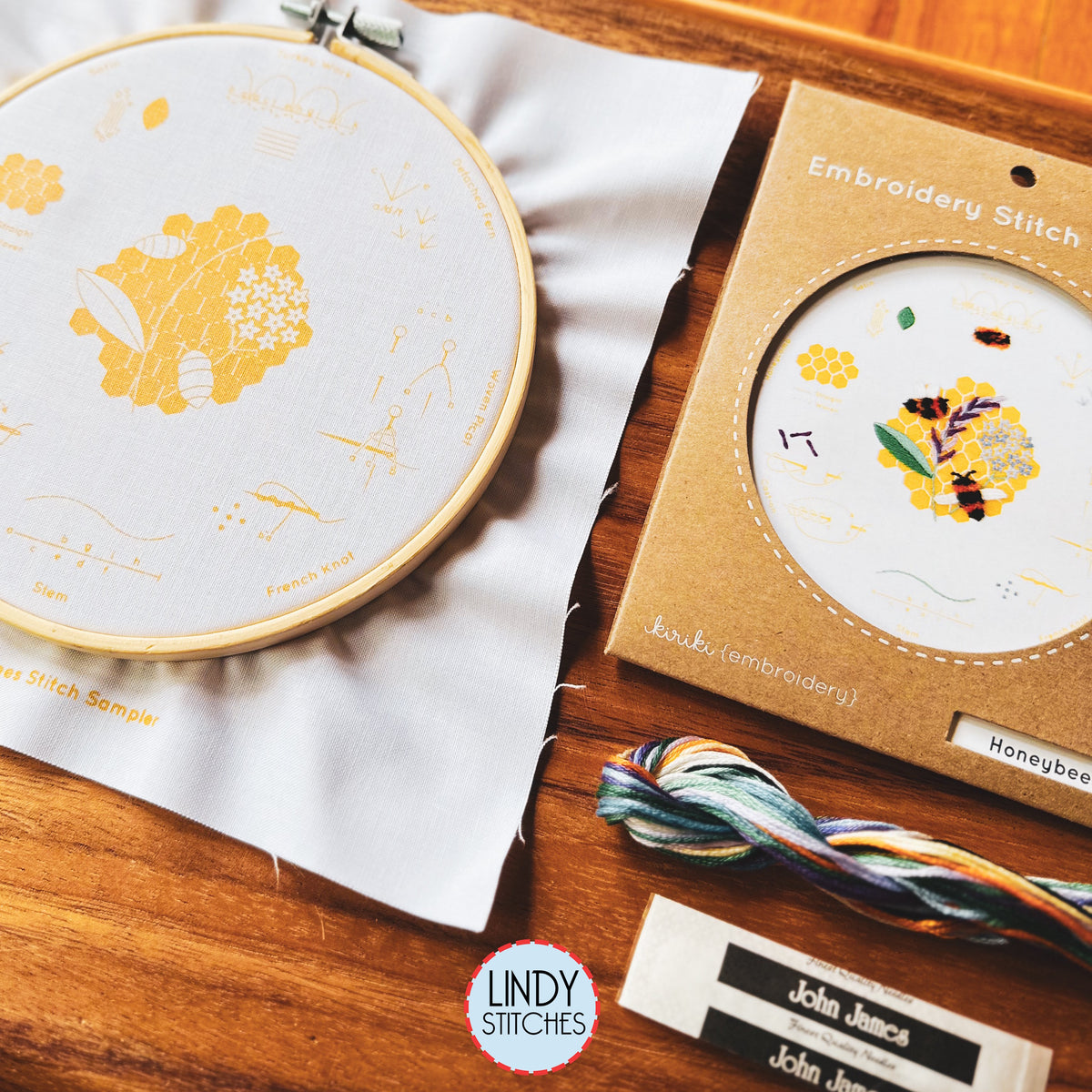 Honeybees-Embroidery Stitch Sampler Kit