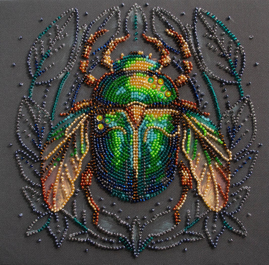 Emerald Beetle Beaded Embroidery Kit by Abris Arts