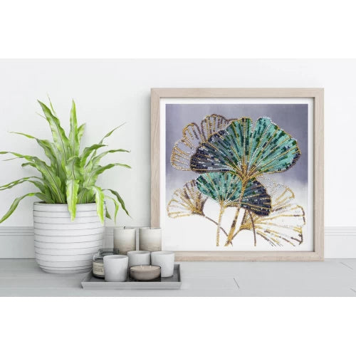 Emerald Leaves Beaded Embroidery Kit by Abris Art