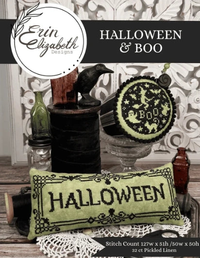 PREORDER Erin Elizabeth HALLOWEEN AND BOO Cross Stitch Pattern