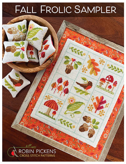 Fall Frolic Sampler Cross Stitch Pattern by Robin Pickens