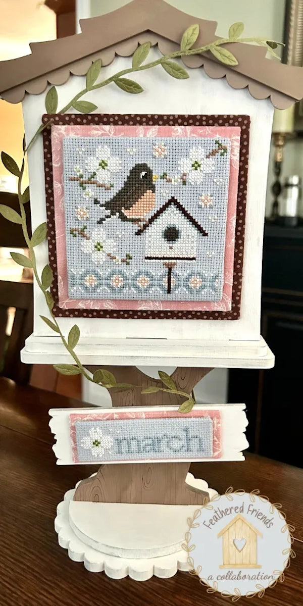 Feathered Friends: March Cross Stitch Pattern by Sweet Wing Studio