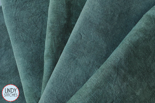 40 count Malachite Newcastle Linen Fiber on a Whim Hand Dyed Cross Stitch Fabric
