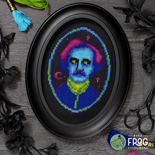 PREORDER Fine Frog Stitching EDGAR ALLEN GLOW Cross Stitch Pattern