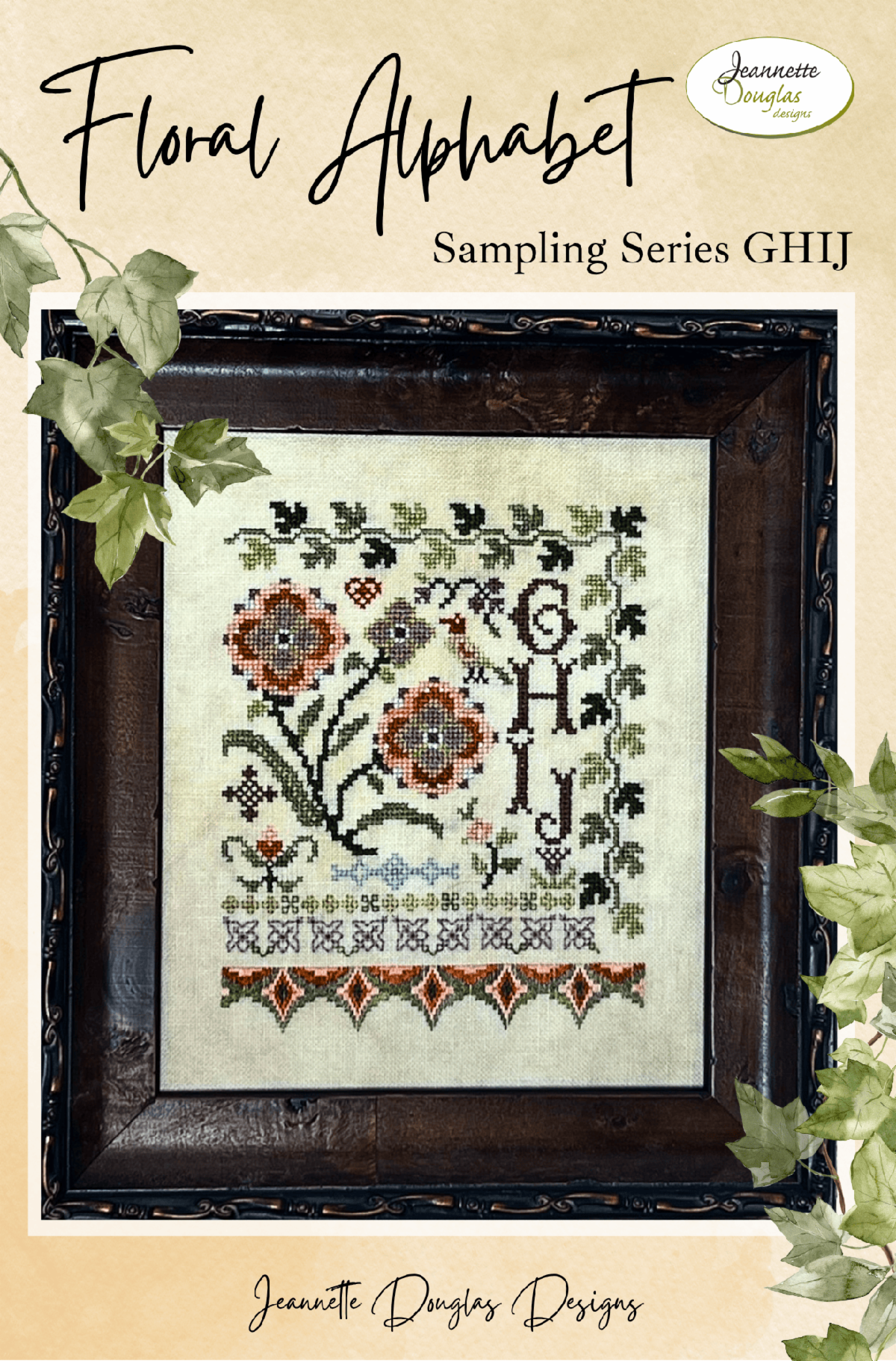 PREORDER Floral Alphabet Sampling Series GHIJ by Jeannette Douglas Designs
