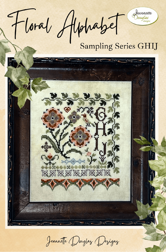 PREORDER Floral Alphabet Sampling Series GHIJ by Jeannette Douglas Designs