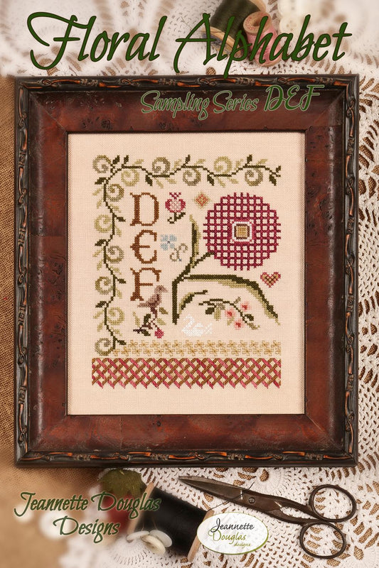 Floral Alphabet Sampling Series DEF by Jeannette Douglas Designs Nashville Market