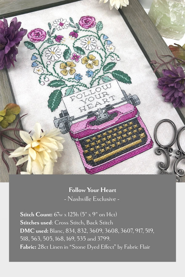 Follow Your Heart Cross Stitch Pattern by Tiny Modernist