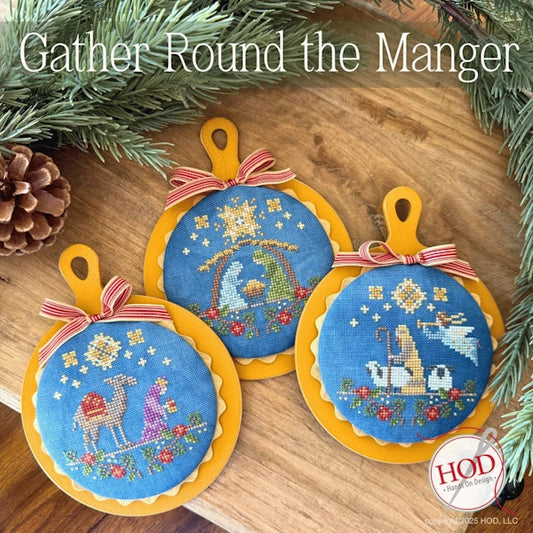 PREORDER Gather Round the Manger Cross Stitch Pattern by Hands On Design