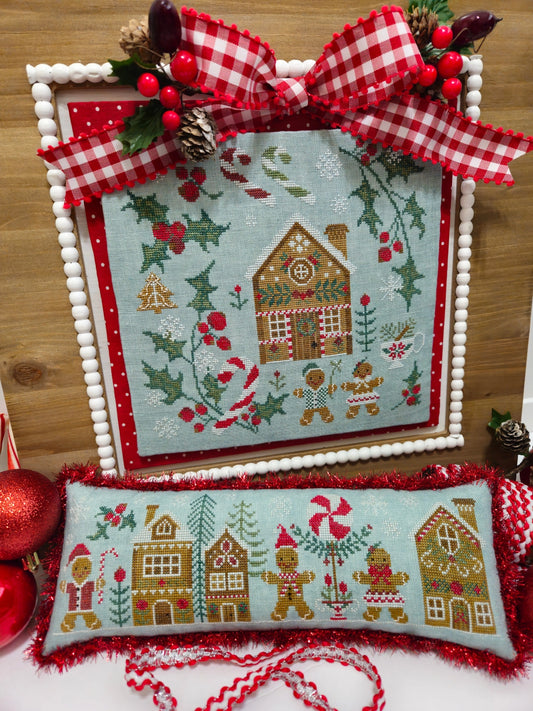 SALE Gingerbread Village Set Quaint Rose Needlearts Cross Stitch Pattern