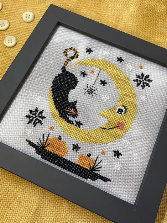 PREORDER Stitches By Ethel HALLOWEEN MOON Cross Stitch Pattern