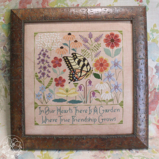 PREORDER Blue Flower HEART'S GARDEN Cross Stitch Pattern Nashville Market