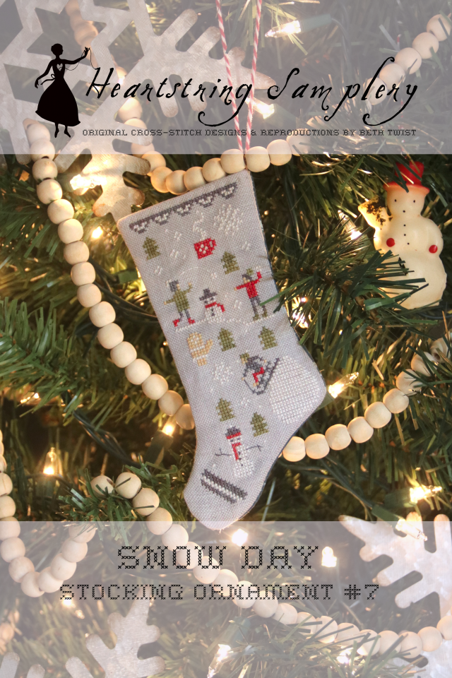 PREORDER: Heartstring Samplery Snow Day Stocking Ornament Cross Stitch Pattern