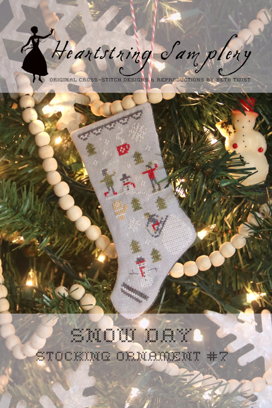PREORDER: Heartstring Samplery Snow Day Stocking Ornament Cross Stitch Pattern