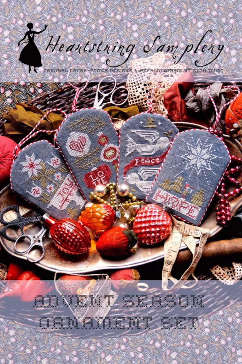 Advent Season Ornament Set Cross Stitch Pattern by Heartstring Samplery PHYSICAL COPY