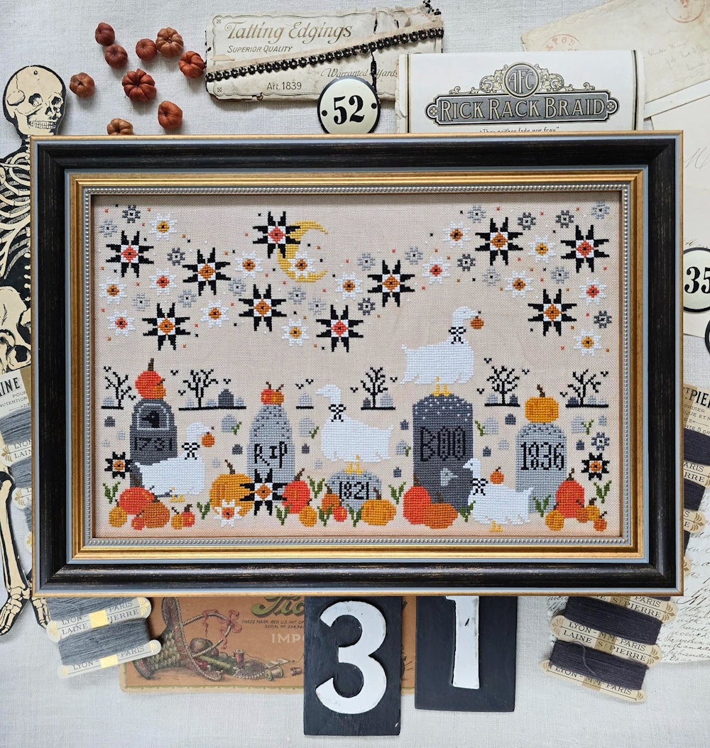 PREORDER Hello From Liz Matthews GHOSTS IN THE GRAVEYARD Cross Stitch Pattern