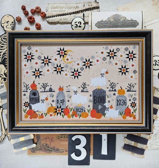 PREORDER Hello From Liz Matthews GHOSTS IN THE GRAVEYARD Cross Stitch Pattern