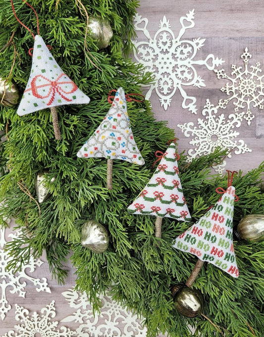 PREORDER Hello from Liz Mathews FESTIVE MINI TREES Cross Stitch Pattern