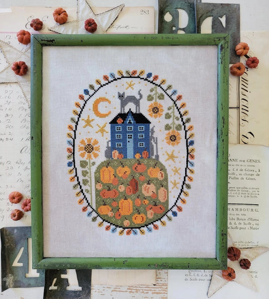 PREORDER Hello from Liz Mathews HOUSE ON PUMPKIN HILL Cross Stitch Pattern