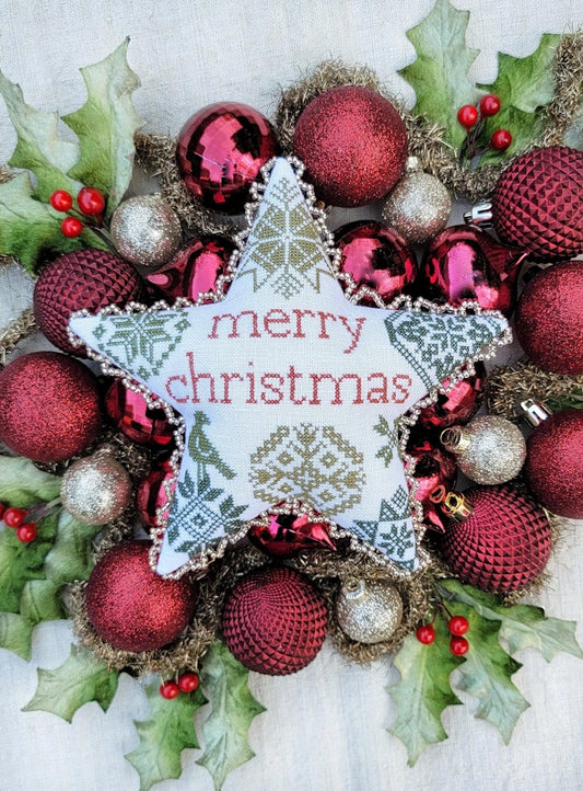 PREORDER Hello from Liz Mathews QUAKER CHRISTMAS Star Cross Stitch Pattern