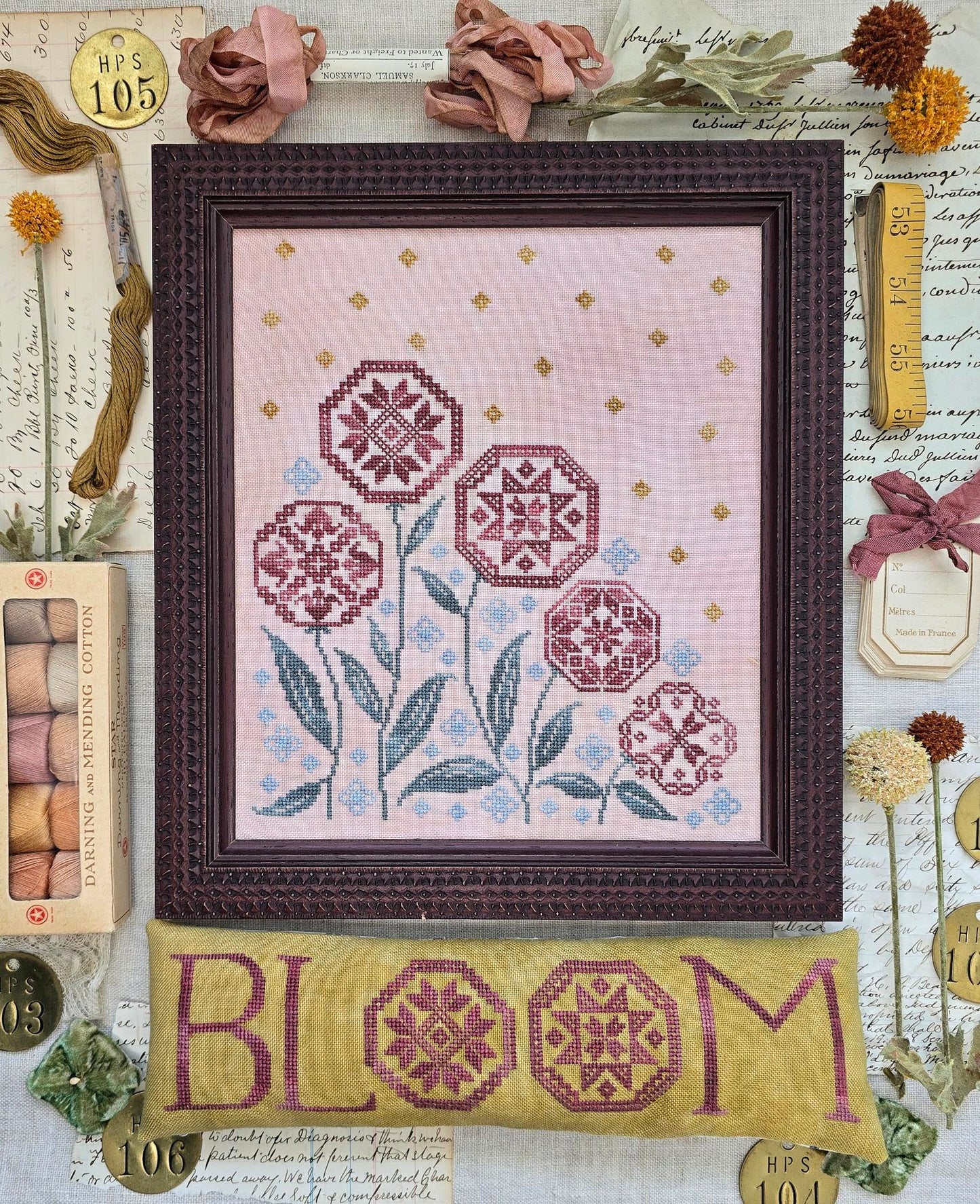 PREORDER Hello from Liz Mathews BLOOMING QUAKERS Cross Stitch Pattern Nashville Market