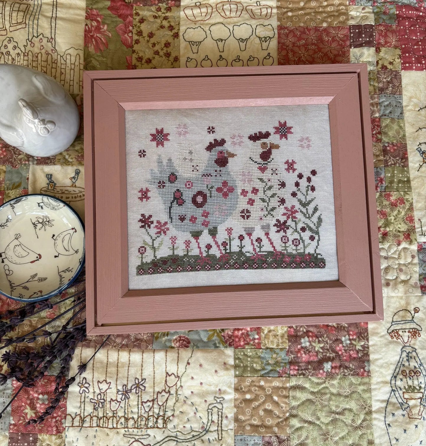 PREORDER Pansy Patch HENPECKED Cross Stitch Pattern