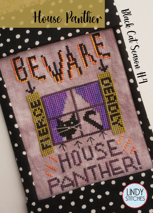 House Panther Black Cat Season #4 Cross Stitch Pattern by Lindy Stitches