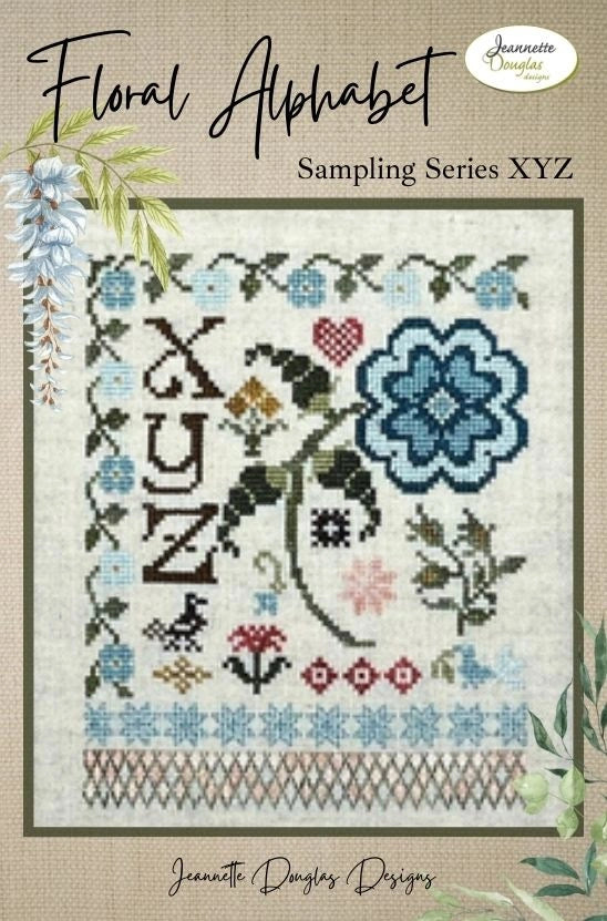 Jeannette Douglas FLORAL ALPHABET SAMPLING SERIES: XYZ Cross Stitch Pattern Nashville Market