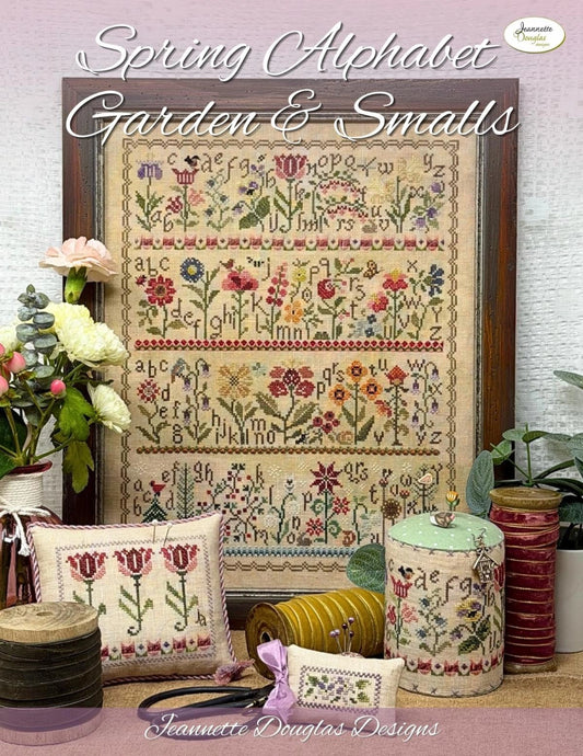 PREORDER Jeannette Douglas SPRING ALPHABET GARDEN & SMALLS Cross Stitch Pattern Nashville Market
