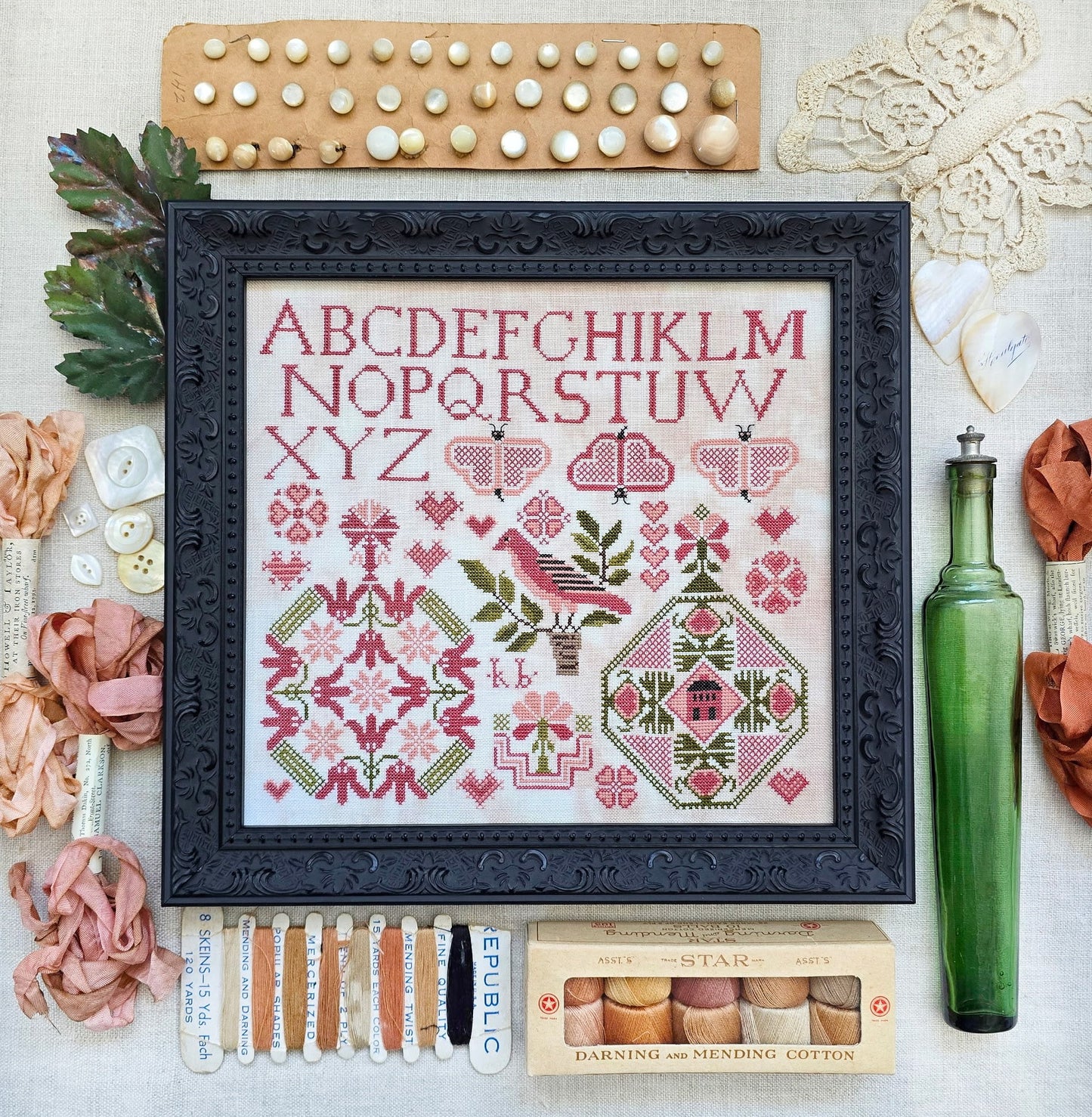 Kathy Barrick QUAKER HEARTS Cross Stitch Pattern Nashville Market