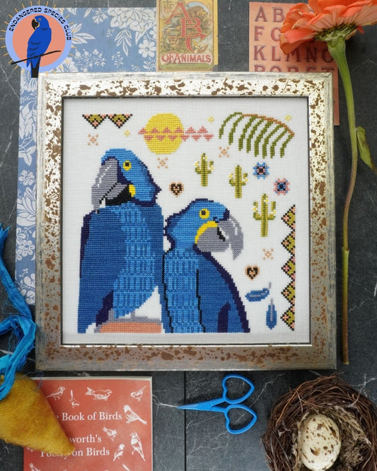 LEAR'S MACAW Lindy Stitches Cross Stitch Pattern Endangered Species Club #6