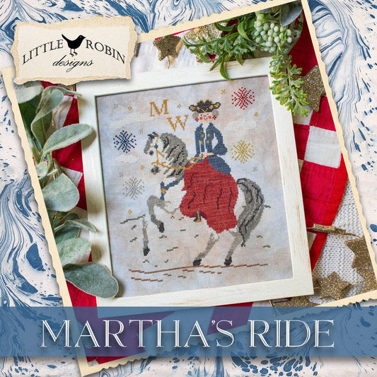 PREORDER Little Robin Designs MARTHA'S RIDE  Cross Stitch Pattern