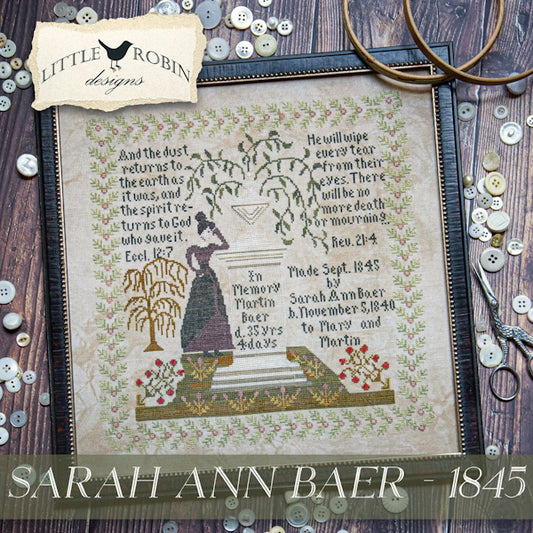 Preorder Little Robin SARAH ANN BAER - 1845 Cross Stitch Pattern