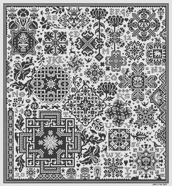 クロスステッチ完成品　★ Long Dog Samplers Long Dog Samplers Latitude Cross Stitch Pattern – Lindy Stitches