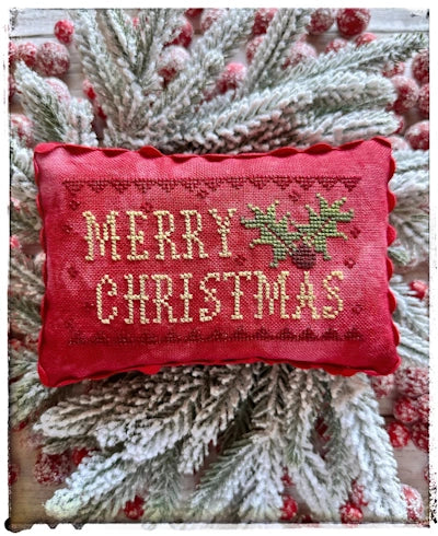 Merry Christmas Holly cross stitch pattern by Lucy Beam Nashville Market