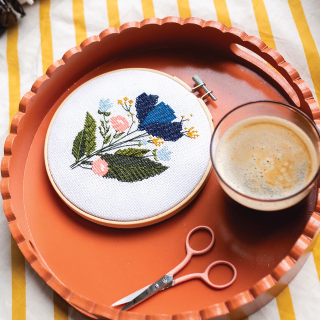 Midnight Floral Cross Stitch Kit Beginner Friendly