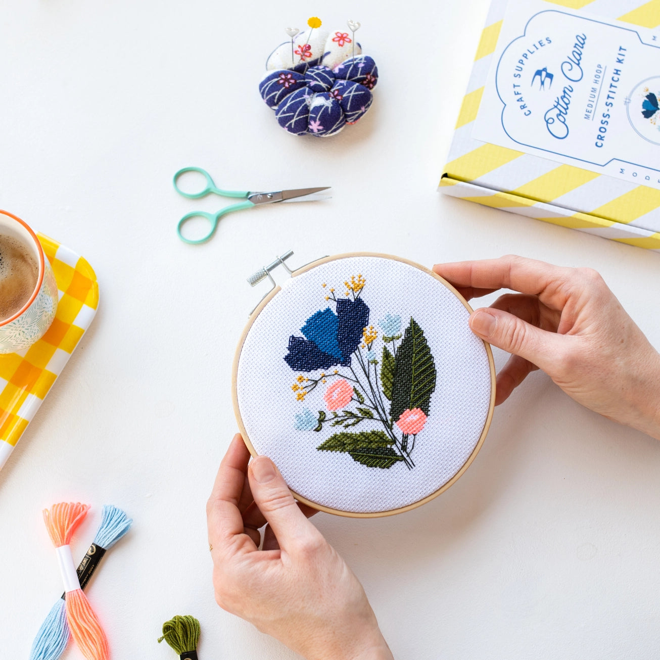 Midnight Floral Cross Stitch Kit Beginner Friendly