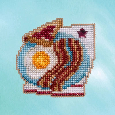 BACON & EGGS Mill Hill Ornament Beads Cross Stitch Kit