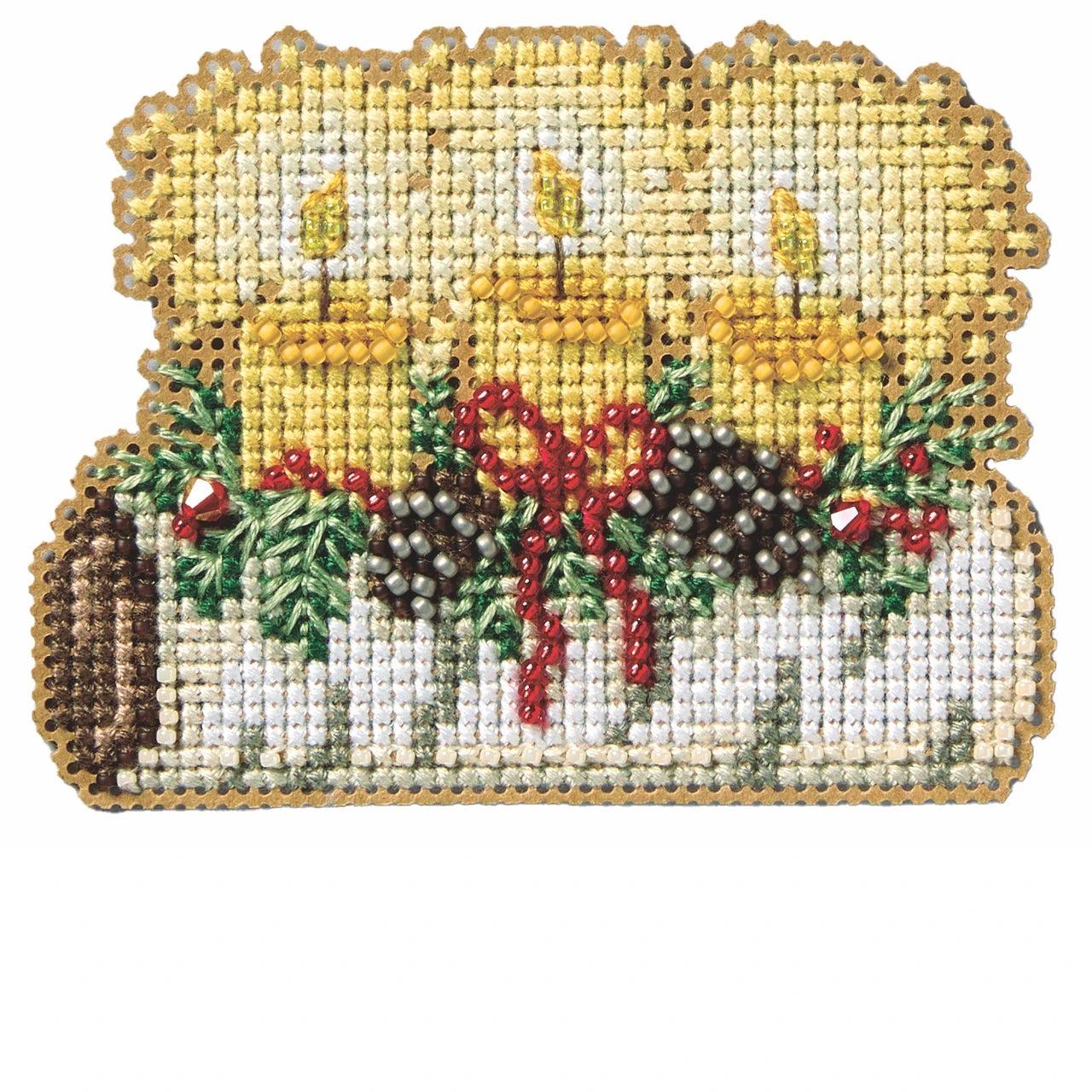 YULE LOG Mill Hill Ornament Beads Cross Stitch Kit