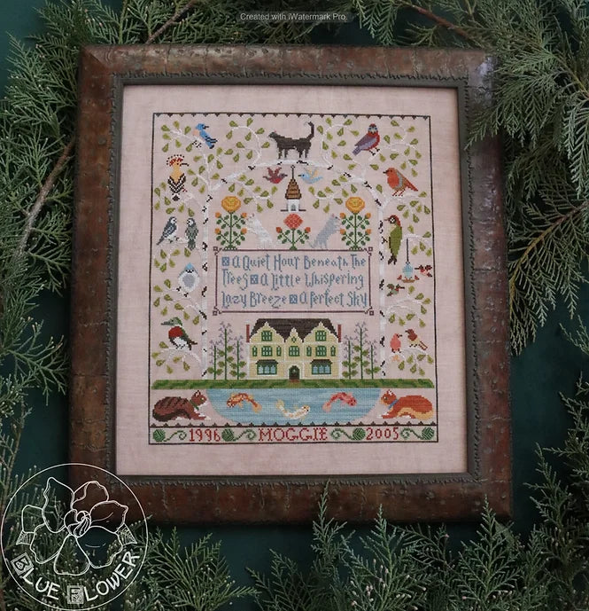 Moggie Manor Cross Stitch Pattern The Blue Flower Physical Copy