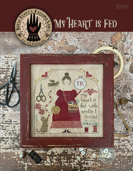 My Heart is Fed Cross Stitch Pattern by Teresa Kogut Nashville Market