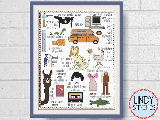 Napoleon Dynamite Sampler PDF Cross Stitch Pattern by Lindy Stitches