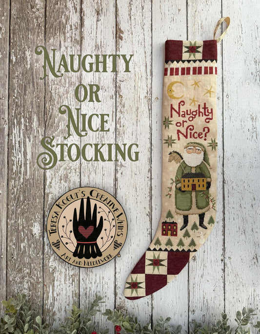 Naughty or Nice Stocking Cross Stitch Pattern by Teresa Kogut Nashville Market