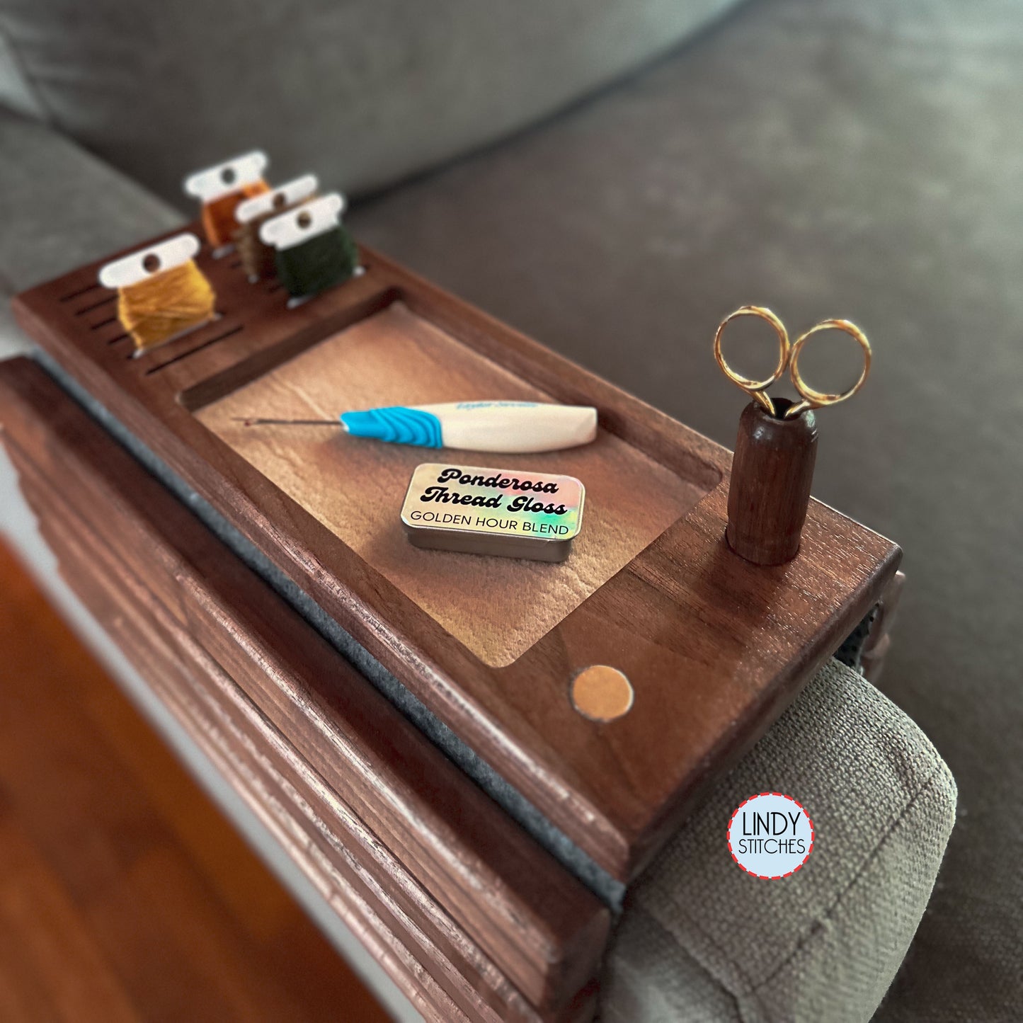 Wooden Arm Tray for Needlework Organization