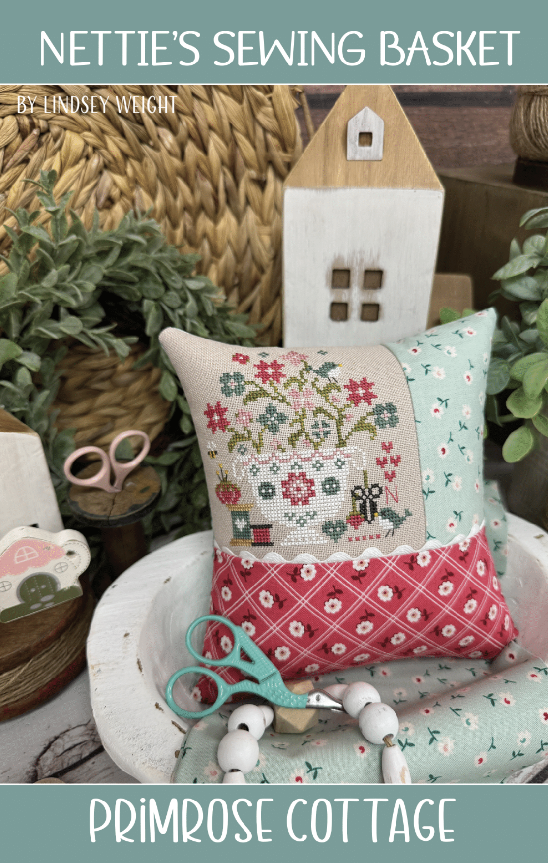 Nettie's Sewing Basket by Primrose Cottage Cross Stitch Pattern
