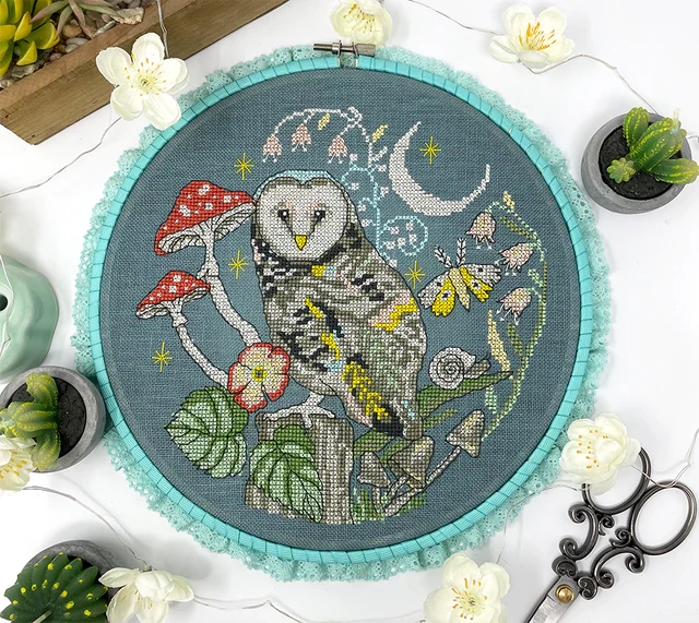 Nighttime Owl Cross Stitch Pattern by Tiny Modernist